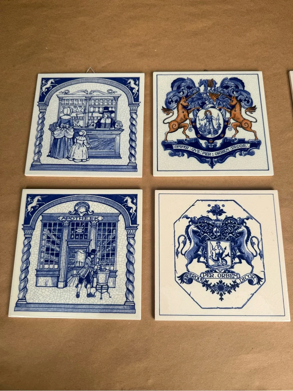 Delft Holland Handmade Tile -  6 Pharmacy Medicine Science Tiles